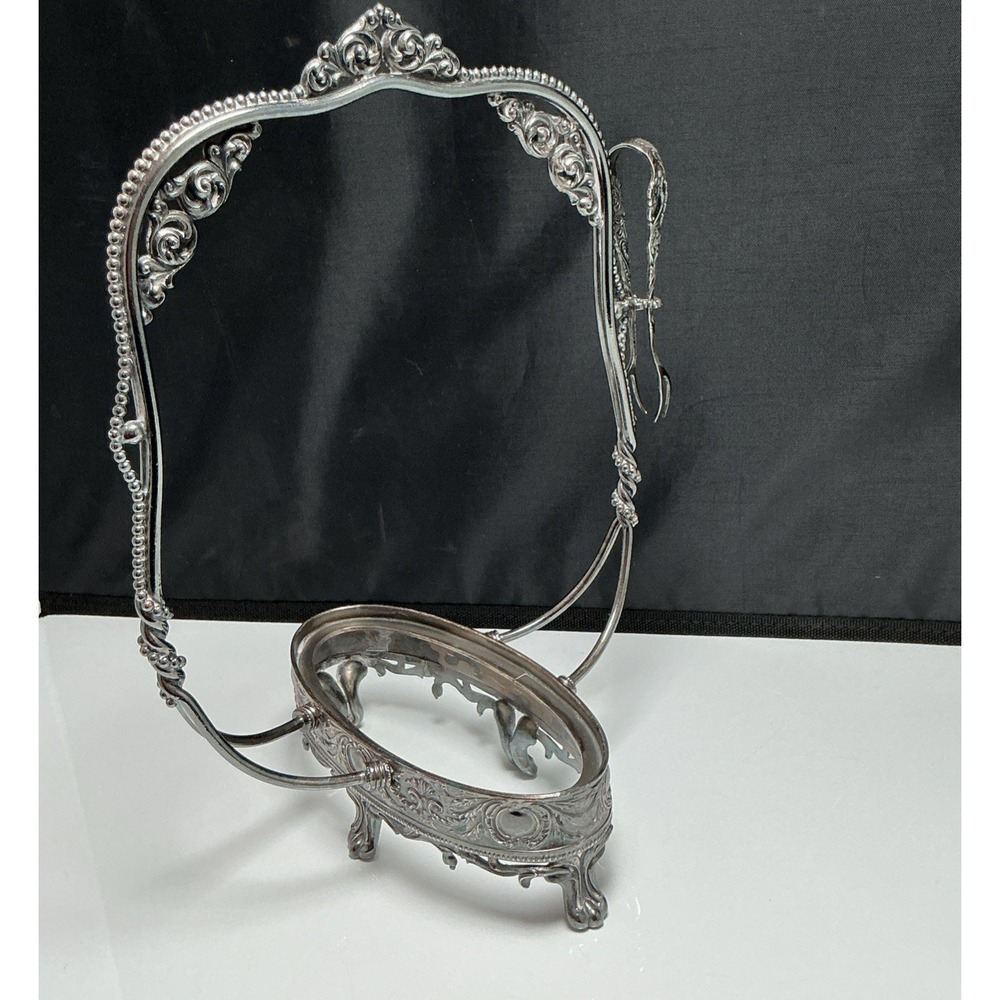 1847 Rogers Bros #312 Silver Bride's Basket & Swedish Tongs